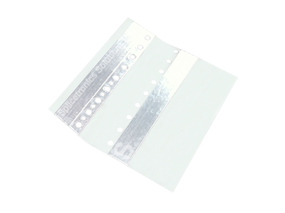 Strip of silver splice tape with placement holes, size 8mm