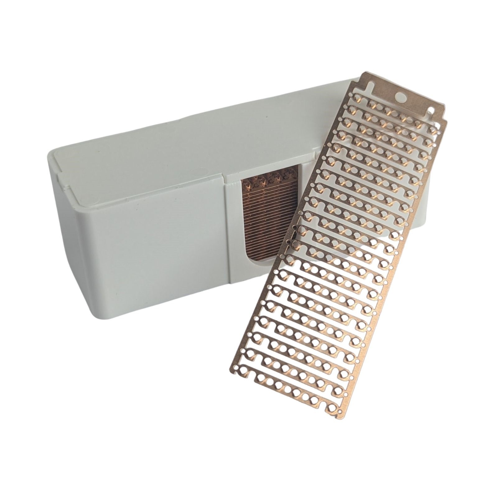 CP608 SMT Splice Clip Frame Detail — Bandolier of 20 Phosphor Bronze Splice Clips