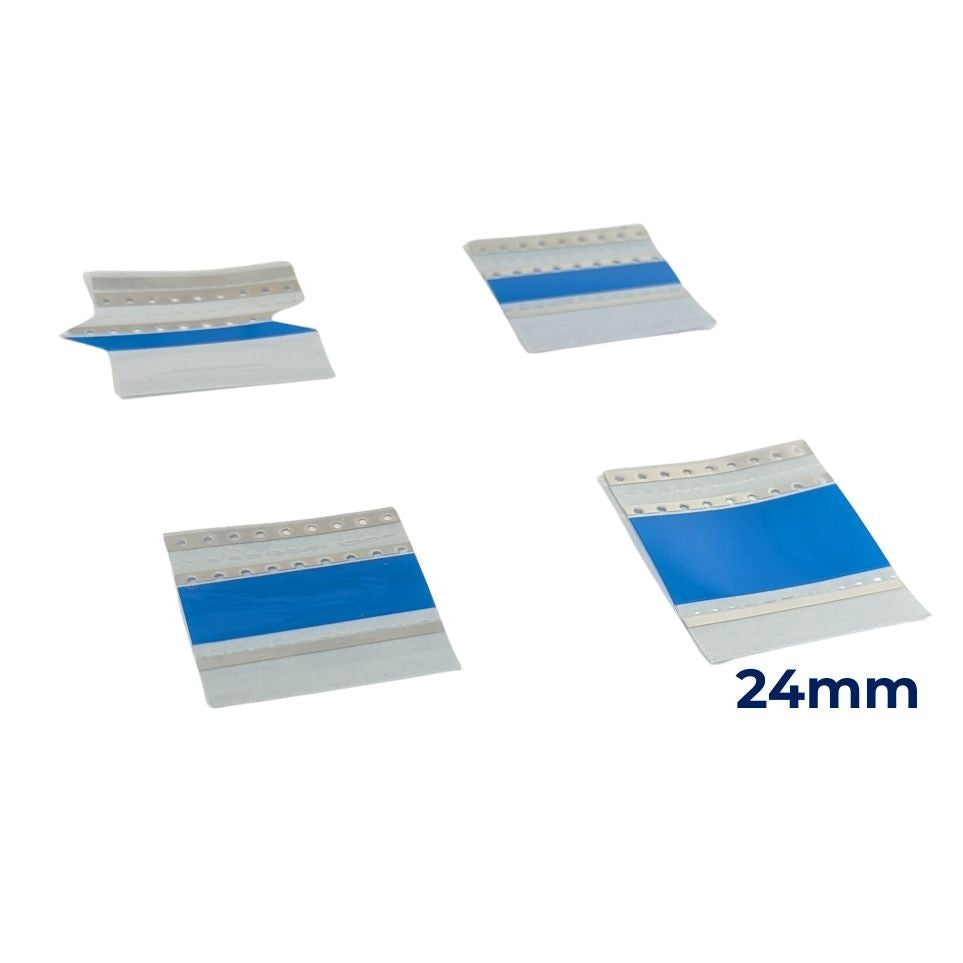 DSBL Silver Blue Double Splice Tape 24mm — Metal Detection for Fuji and ASMPT Smart Feeders