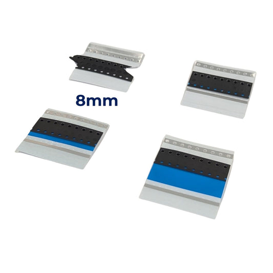 DSJL Silver Blue Double Splice Tape with Jig Pins 8mm — Metal Detection for Fuji and ASMPT Smart Feeders