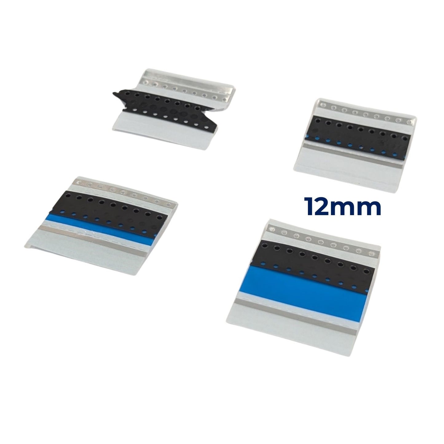 DSJL Silver Blue Double Splice Tape with Jig Pins 12mm — Metal Detection for Fuji and ASMPT Smart Feeders