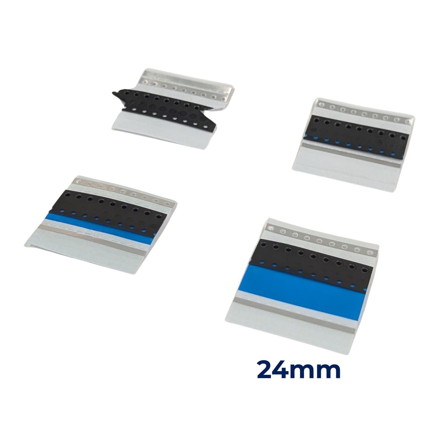 DSJL Silver Blue Double Splice Tape with Jig Pins 24mm — Metal Detection for Fuji and ASMPT Smart Feeders